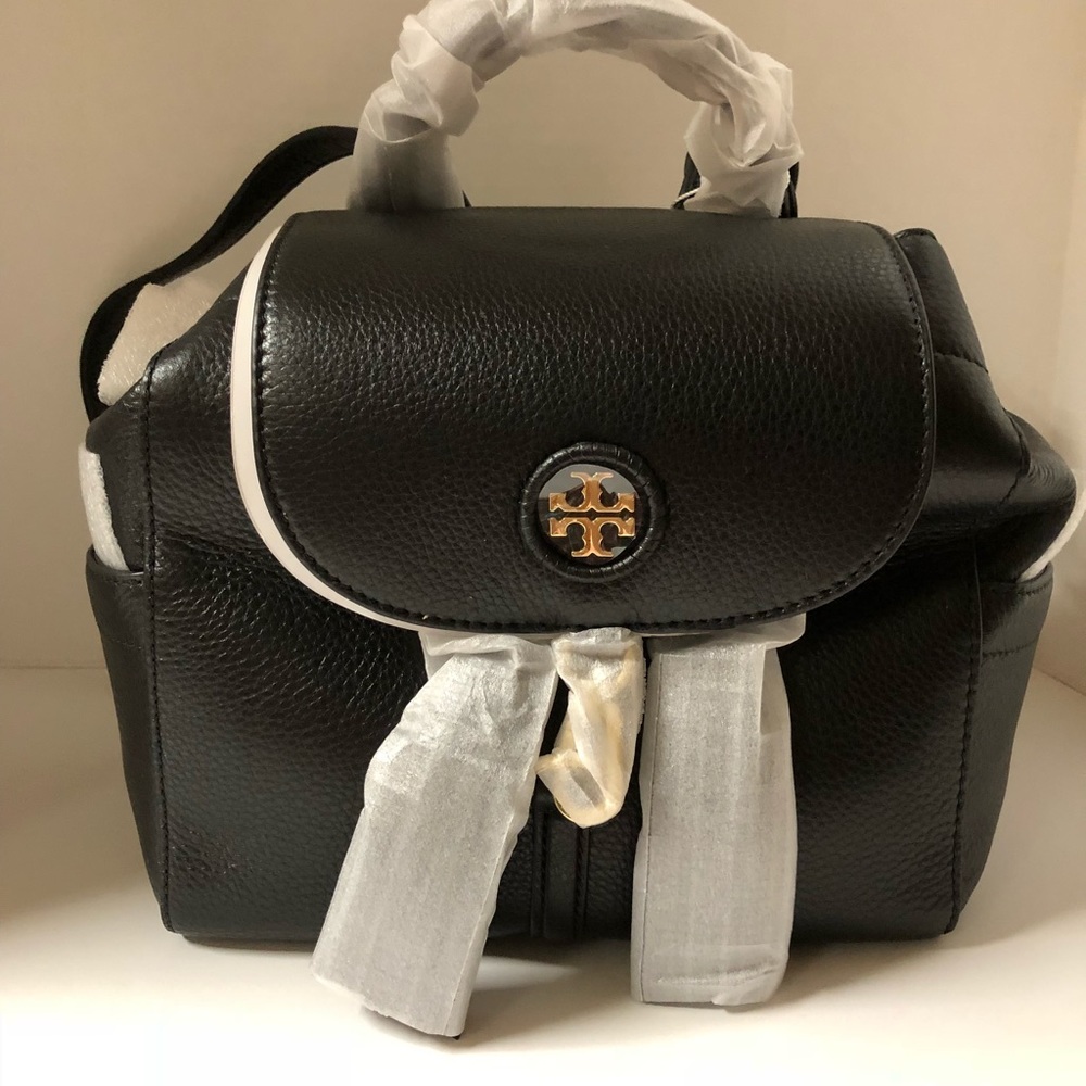 Tory Burch Whipstitch Logo Mini Backpack Black NWT